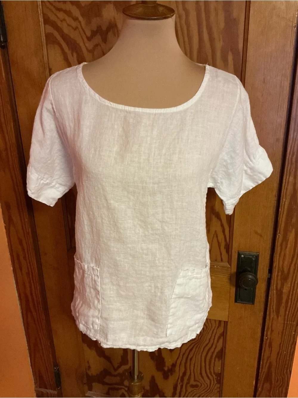 Francesca Bettini White Linen Tunic Top Made in Italy Pockets Medium - Picture 6 of 15